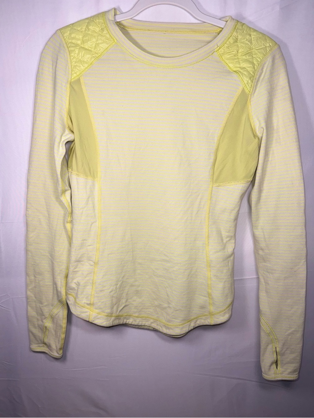 Lululemon Yellow Long Sleeve Quilted Shoulders and elbow Athletic Top Size 6